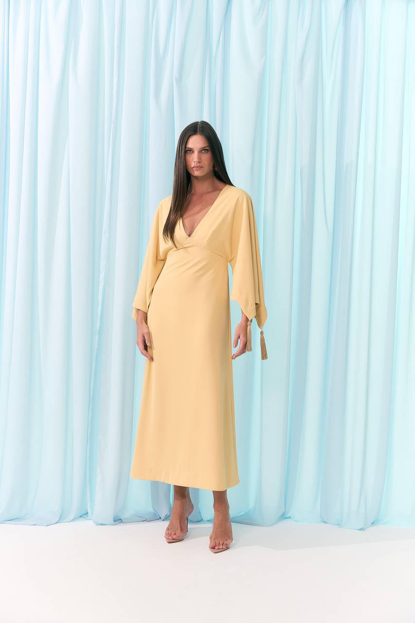 VESTIDO LONGUETE MANGA FARTA TENCEL COLEÇÃO VERÃO 26