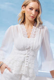 BLUSA BABADOS E DECOTE DE RENDAS COLEÇÃO VERÃO 27