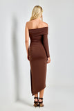 VESTIDO ASSIMETRICO FENDA LATERAL COLEÇÃO INVERNO 25