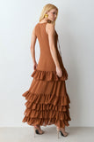 VESTIDO MIDI BABADOS BARRA COM AMARRACAO FRONTAL COLEÇÃO VERÃO 27
