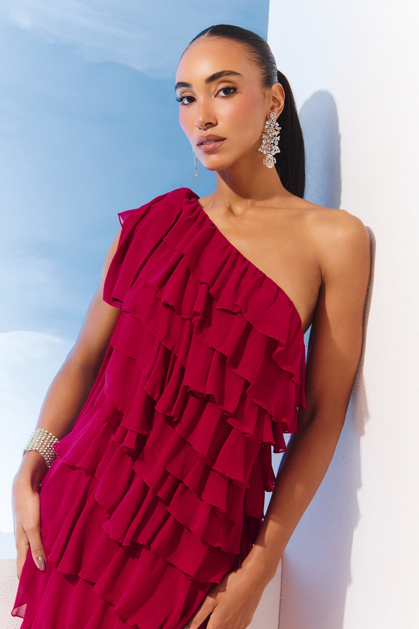 VESTIDO LONGO BABADO CAMADAS LAÇO COLEÇÃO VERÃO 27
