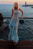 VESTIDO MIDI EM RENDA COM BARRA ASSIMETRIA VOLUMOSA COLEÇÃO VERÃO 27