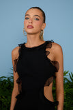 VESTIDO MIDI RAFAELA BABADOS COLEÇÃO VERÃO26