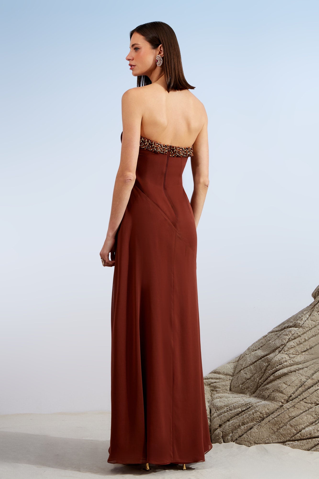 VESTIDO LONGO PALA BORDADA COLEÇÃO ALTO VERÃO 26