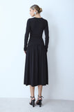 VESTIDO MIDI ALONGADO ACINTURADO BARRA AMPLA DECOTE V COLEÇÃO INVERNO 26