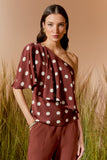 BLUSA UM OMBRO SO ESTAMPA POA COLEÇÃO VERÃO 26