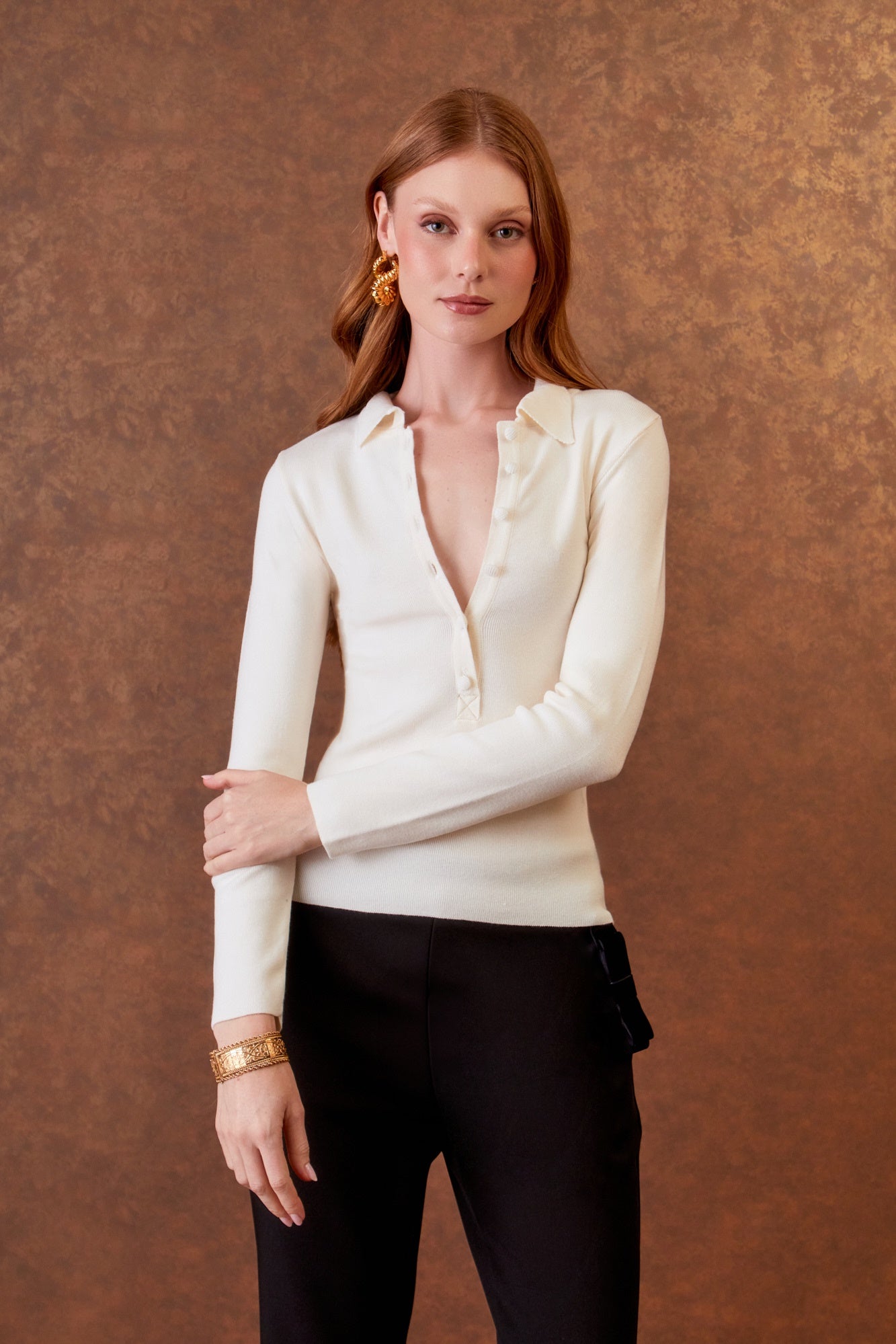 BLUSA POLO TRICOT BOTÕES COLEÇÃO INVERNO 25