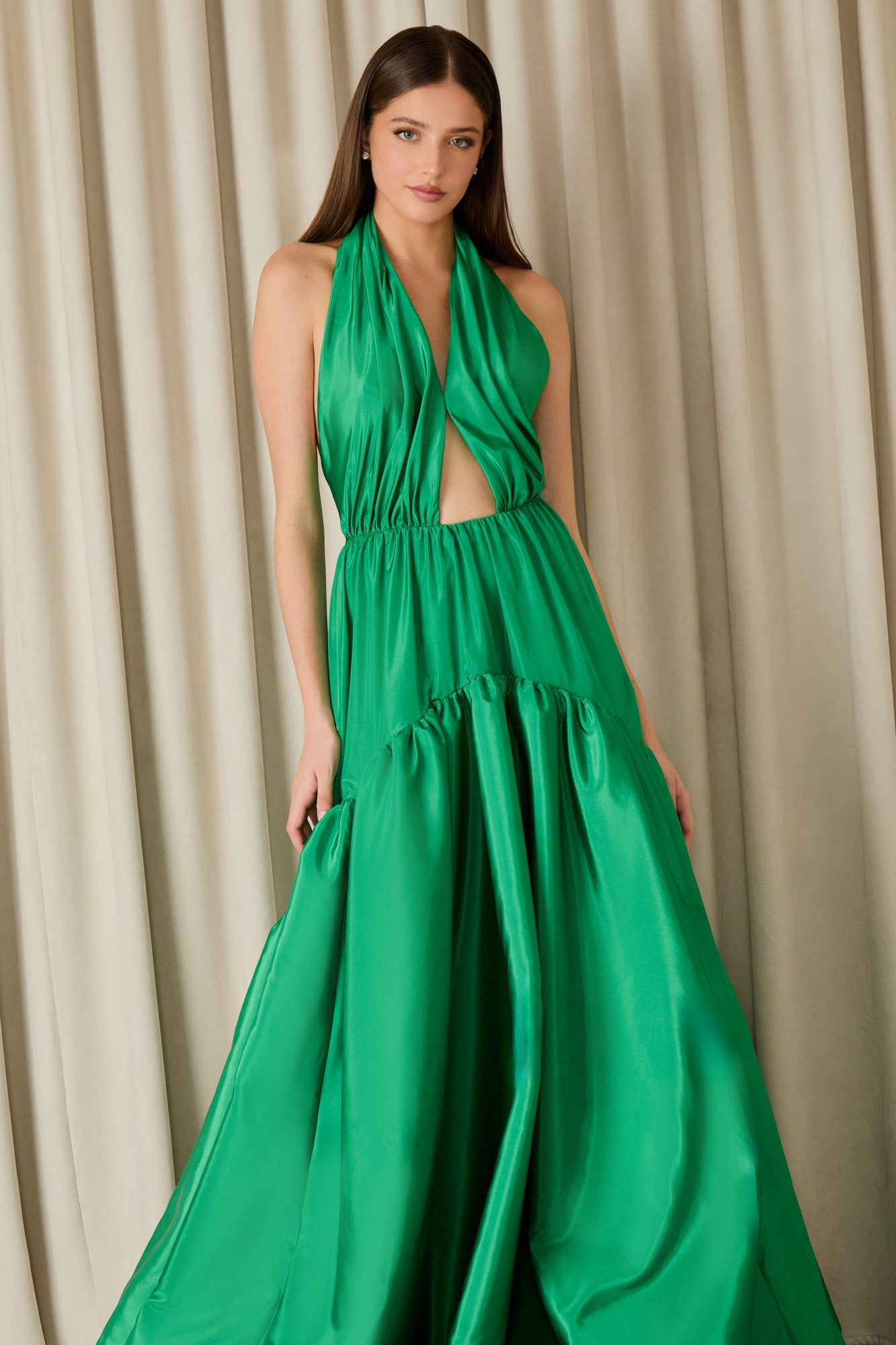 VESTIDO LONGO ADRIANA TAFETÁ COLEÇÃO INVERNO 26