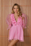 VESTIDO CURTO LOREN FLORES APLICADAS COLEÇÃO INVERNO 25