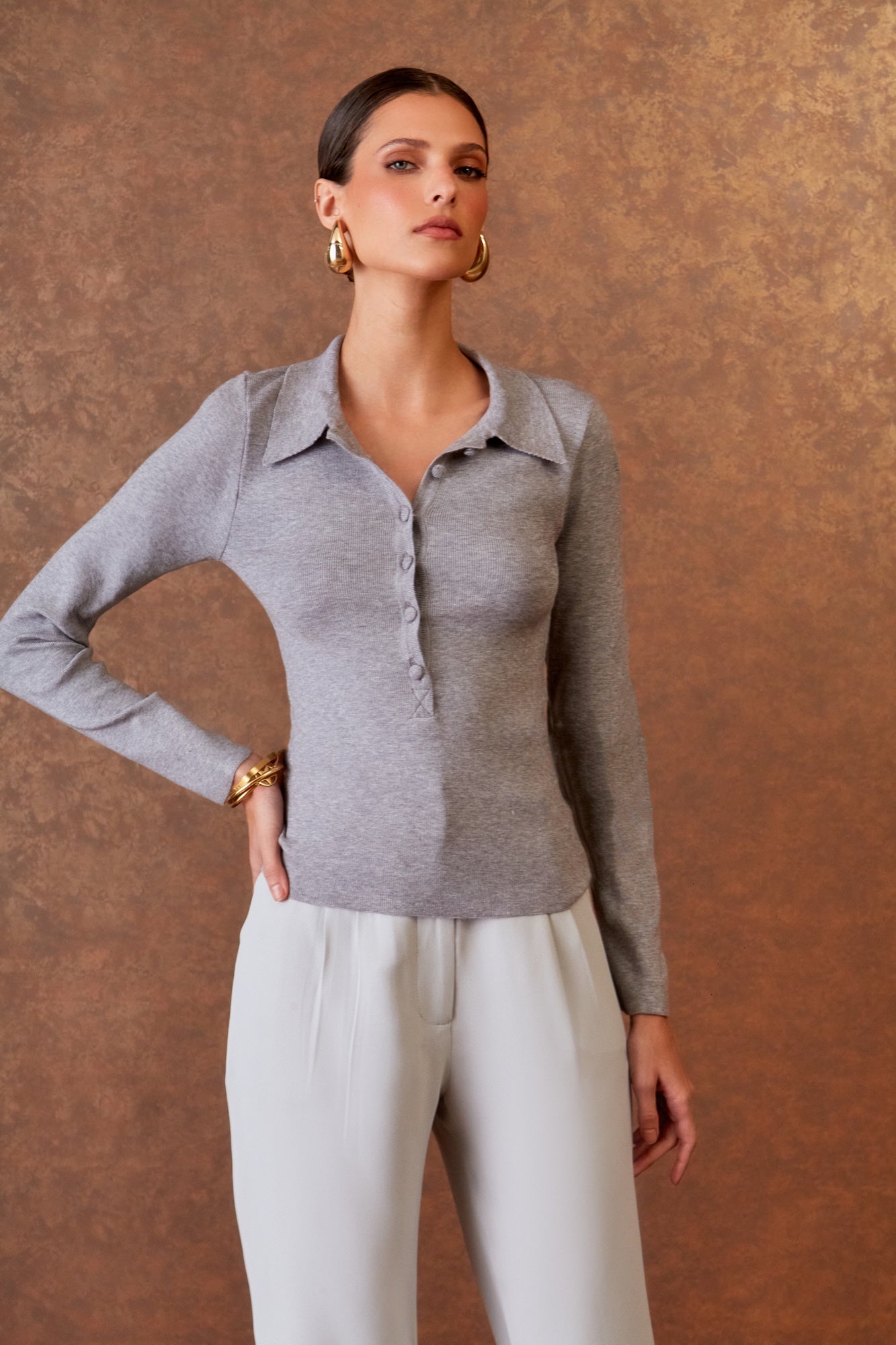 BLUSA POLO TRICOT BOTÕES COLEÇÃO INVERNO 25
