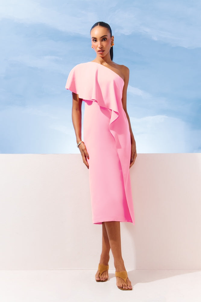 VESTIDO OMBRO SO BABADO DECOTE COLEÇÃO VERÃO 27