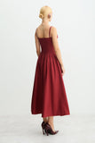 VESTIDO LONGO ACINTURADO PREGAS SAIA RECORTE BUSTO COLEÇÃO INVERNO 26