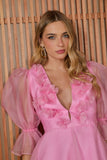 VESTIDO CURTO LOREN FLORES APLICADAS COLEÇÃO INVERNO 25