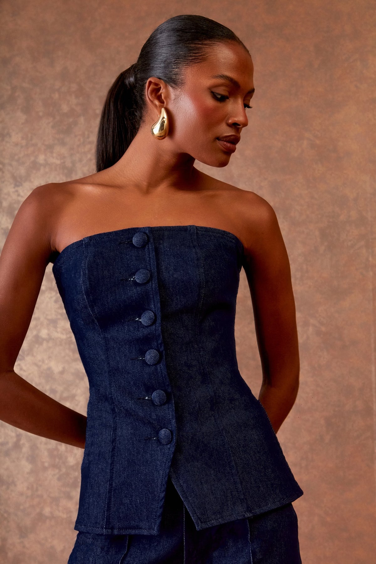 CORSELET JEANS RECORTES COLEÇÃO INVERNO 25