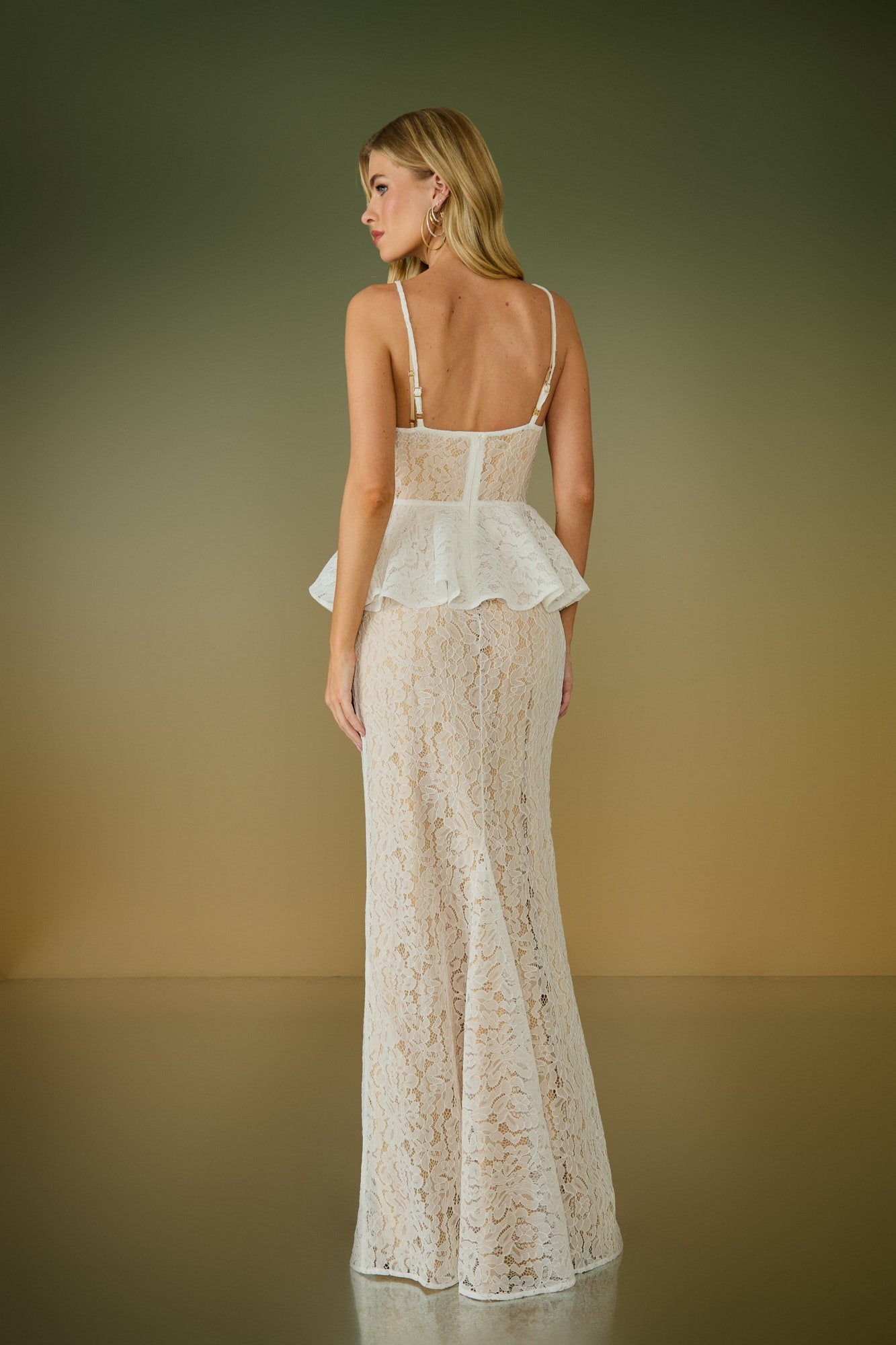 VESTIDO LONGO ARIEL RENDA PEPLUM COLEÇÃO ALTO VERÃO 26