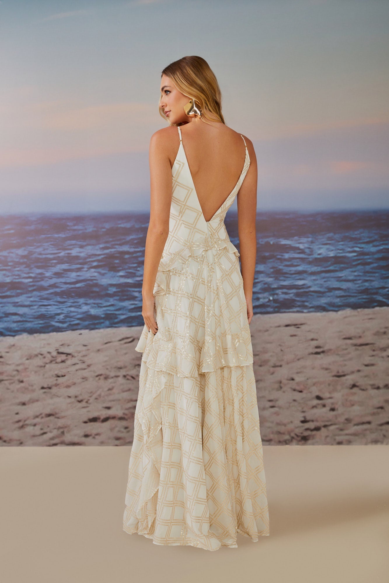 VESTIDO LONGO BETINA  BABADOS COLEÇÃO ALTO VERÃO 25