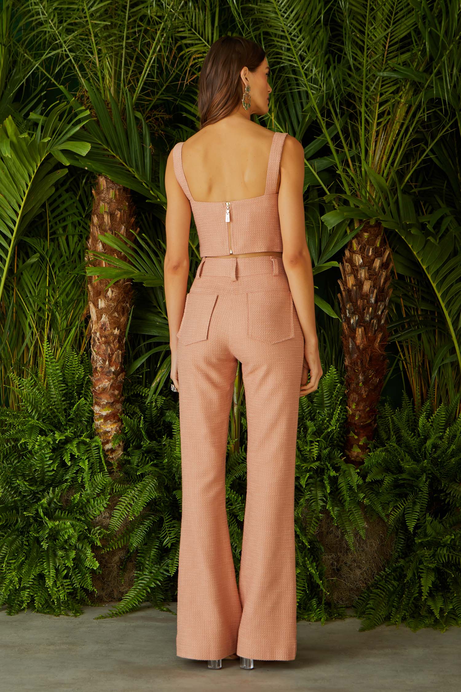 CONJUNTO DE BLUSA TWEED FENDA LATERAL E CALÇA TWEED FIVE POCKED COLEÇÃO VERÃO 24