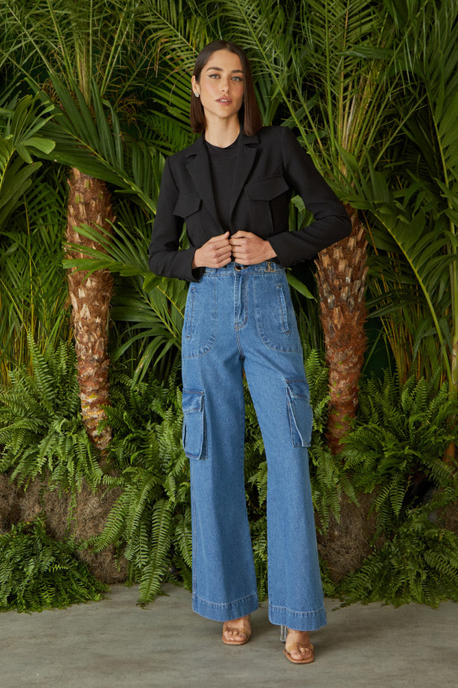 CASACO CROPPED BOLSO COLEÇÃO VERÃO 24