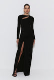 VESTIDO LONGO COM TORÇÃO LATERAL E ABERTURA DIAGONAL COLEÇÃO INVERNO 25