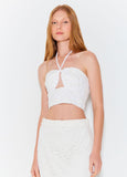 CONJUNTO DE SAIA MIDI LAPIS E CROPPED ALÇA FINA EM TRICOT COLEÇÃO VERÃO 24