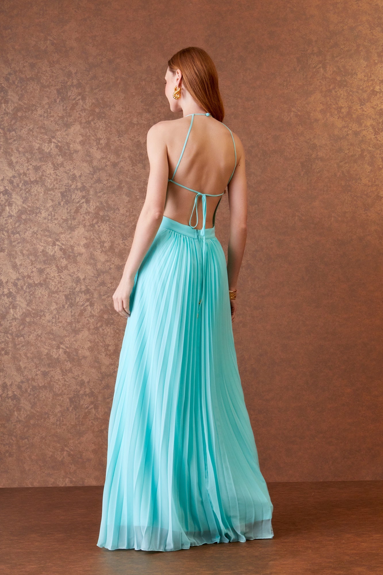 VESTIDO LONGO PLISSADO CAMADAS COLEÇÃO INVERNO 25