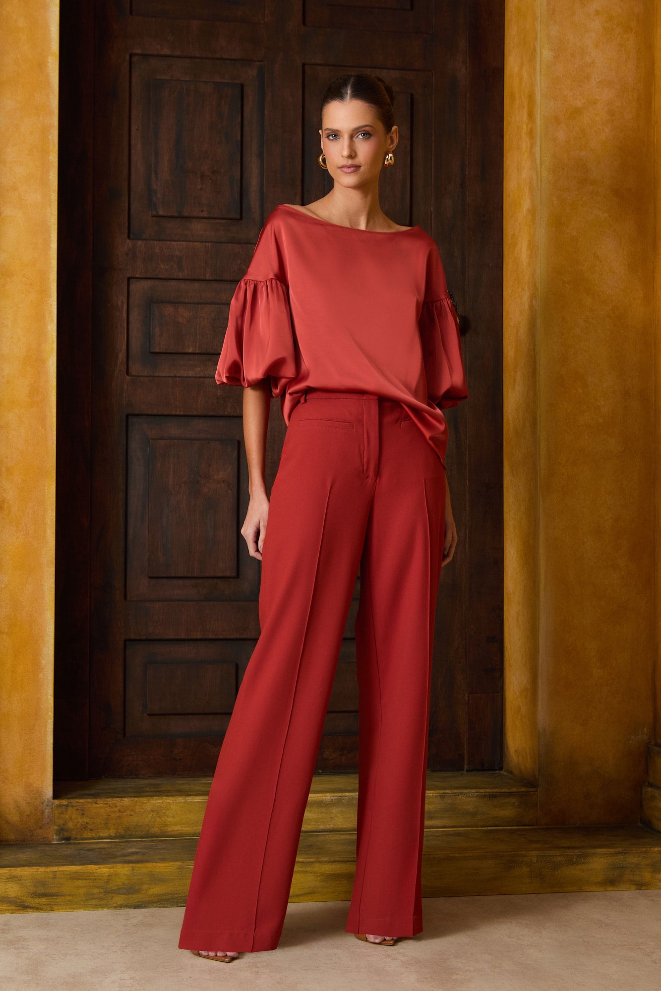 BLUSA CETIM MANGA BUFANTE COLEÇÃO INVERNO 26