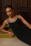 VESTIDO MIDI BORDADO STRASS COLEÇÃO INVERNO 26