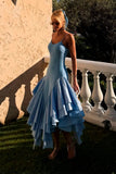 VESTIDO MIDI ALCA FINA BARRA ASSIMETRICA COM VOLUME COLEÇÃO VERÃO 27