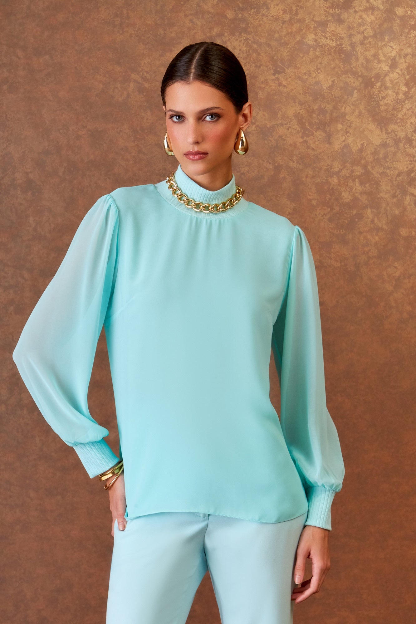 BLUSA MANGA LONGA DETALHE CANELADO COLEÇÃO INVERNO 25