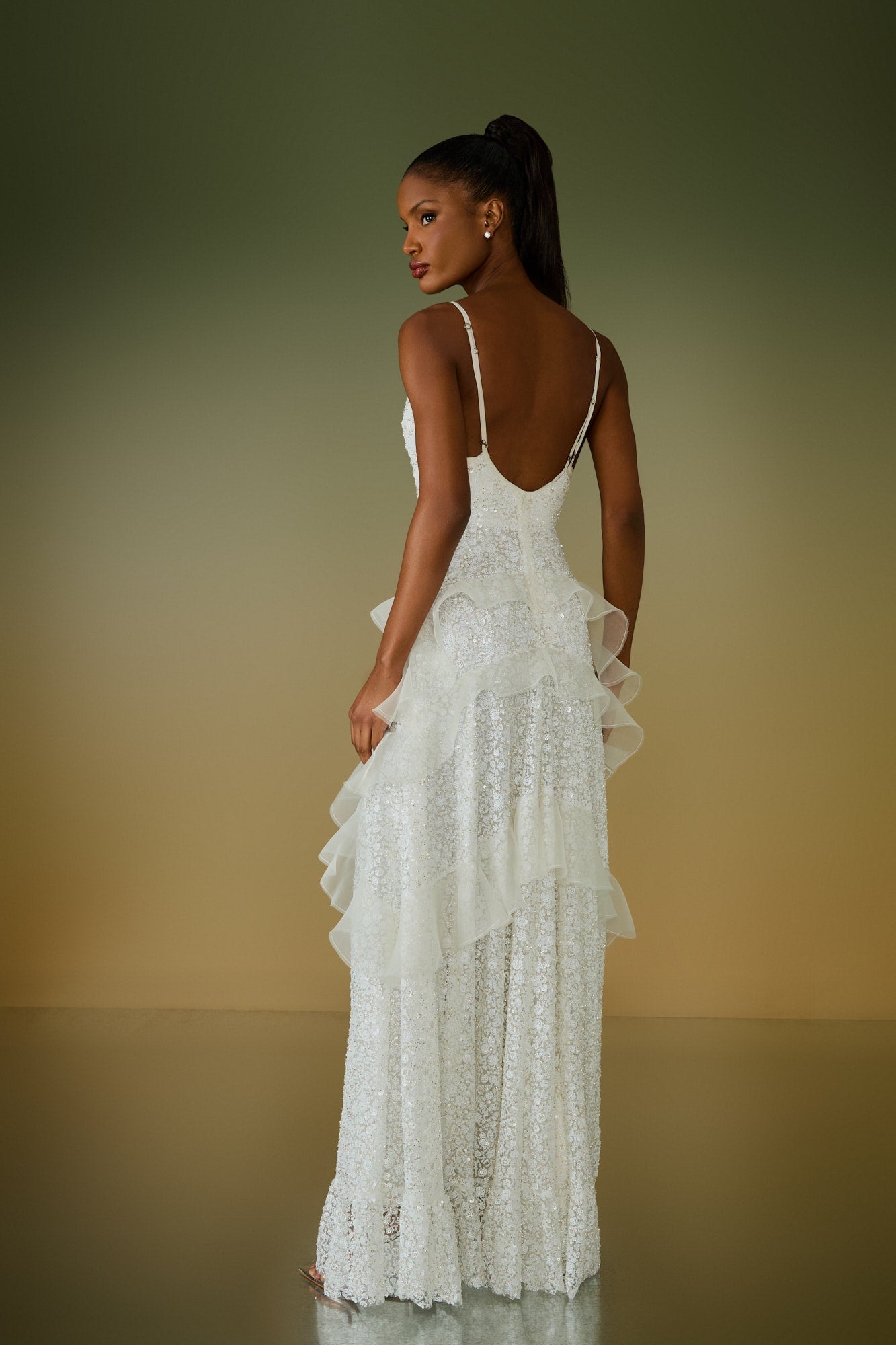 VESTIDO LONGO BEL BABADOS IRREGULARES COLEÇÃO ALTO VERÃO 26