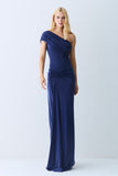 VESTIDO LONGO FRANZIDOS DETALHE FRONTAL UM OMBRO SO COLEÇÃO VERÃO 27