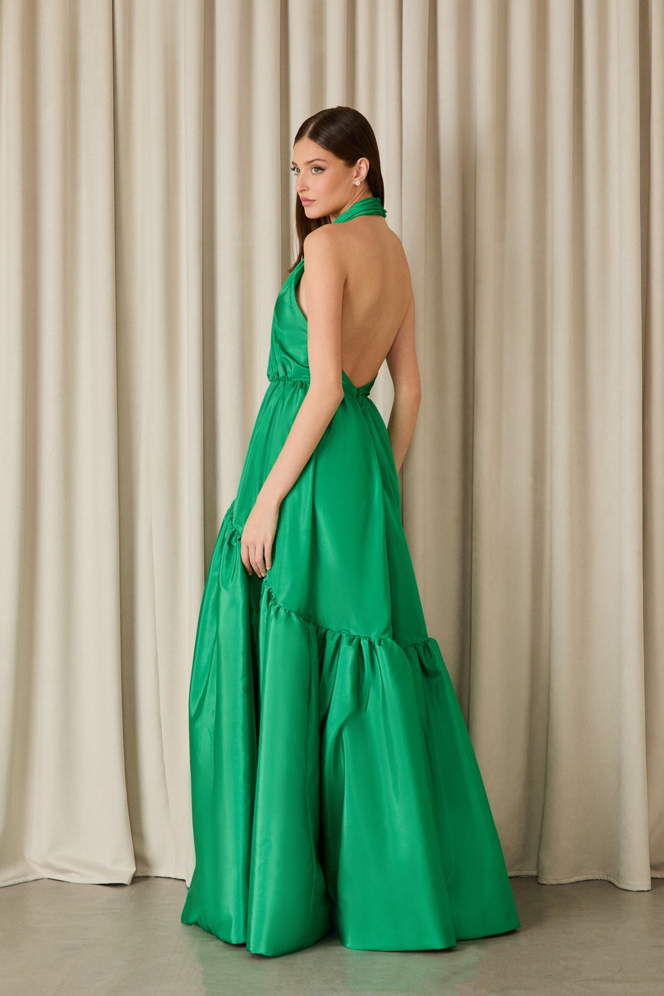 VESTIDO LONGO ADRIANA TAFETÁ COLEÇÃO INVERNO 26