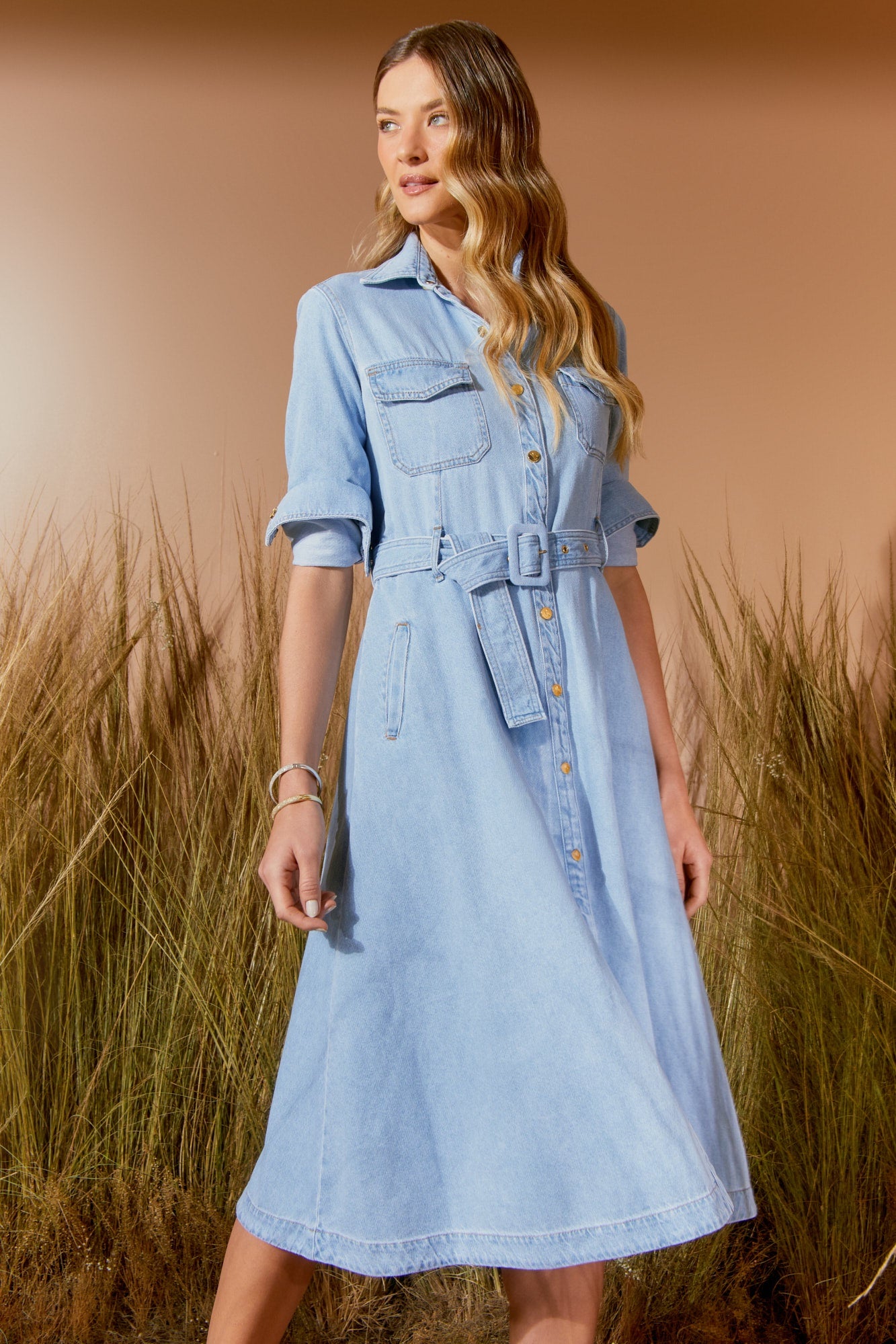 CHEMISIE MIDI JEANS CINTO COLEÇÃO VERÃO 26