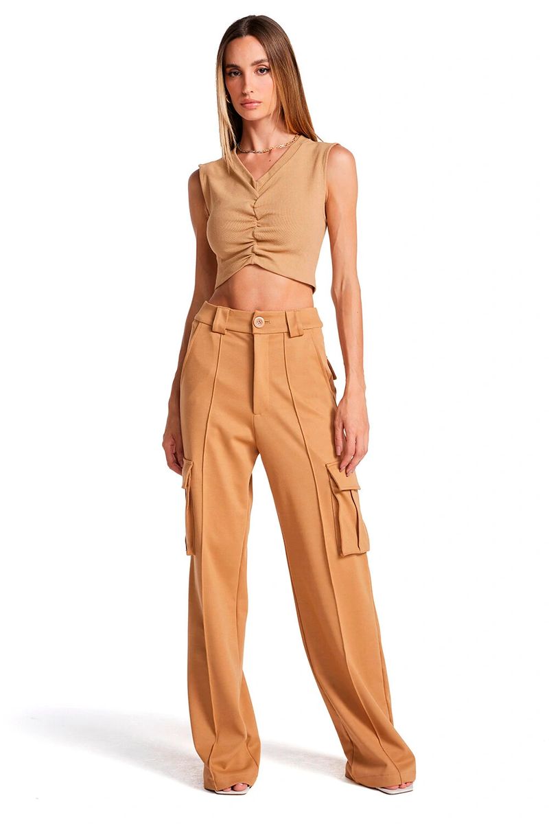 CALÇA PANTALONA DE MALHA COM BOLSO E FRISOS COLEÇÃO VERÃO 24