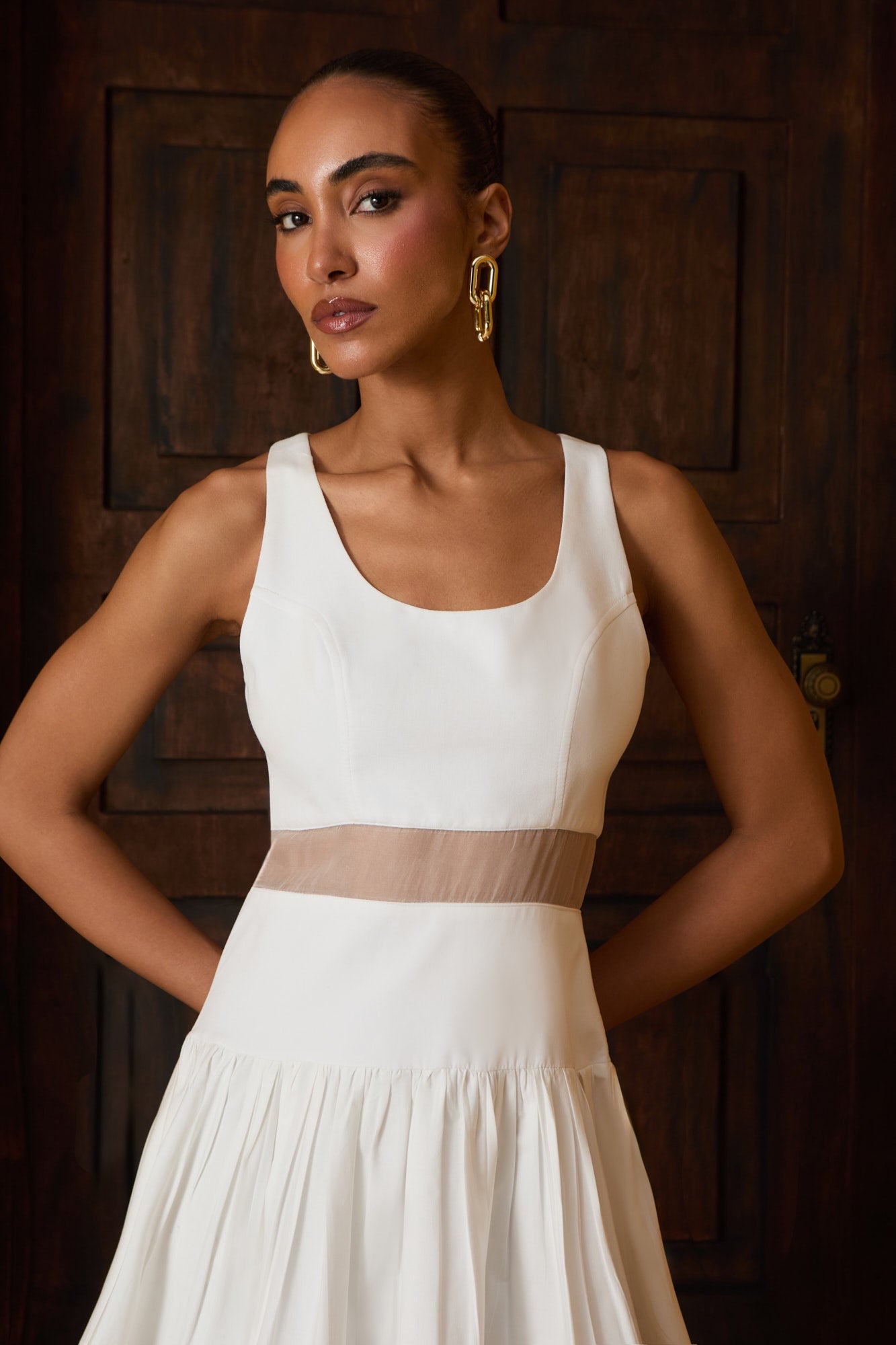 VESTIDO MIDI MIX TECIDOS COLEÇÃO INVERNO 26