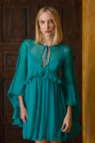 VESTIDO CURTO SEDA BABADOS COLEÇÃO INVERNO 26