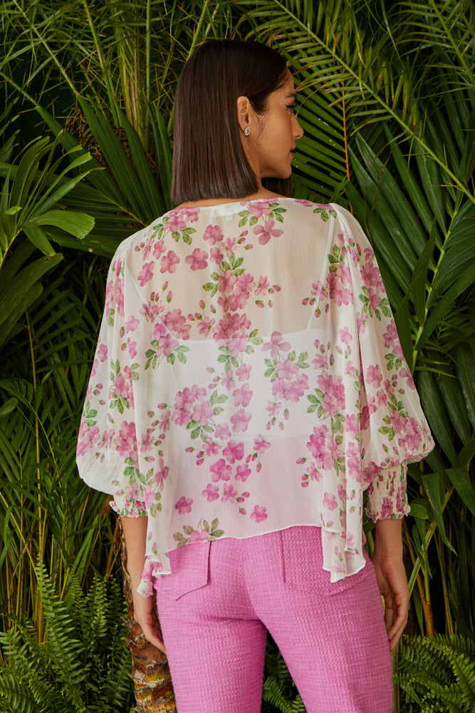 BLUSA ESTAMPA FLORAL INTUITIVO MANGA COLEÇÃO VERÃO 24