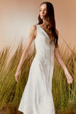 VESTIDO MIDI BORDADO METAL FLOR COLEÇÃO VERÃO 26