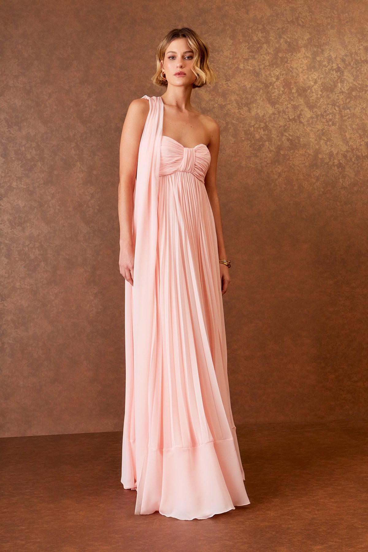 VESTIDO LONGO PLISSADO COLEÇÃO INVERNO 25