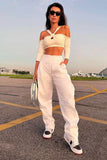 CONJUNTO DE CALÇA BOLSO CARGO LATERAL E CROPPED COM NÓ COLEÇÃO INVERNO 23