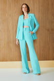 CONJUNTO DE BLAZER CASA INGLESA E CALÇA PESPONTADA E BLUSA CROPPED DECOTE REDONDO COLEÇÃO VERÃO 23