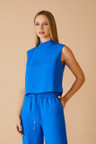 CONJUNTO DE CALÇA CÓS ELASTICO E BLUSA CROPPED GOLA ALTA