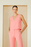 CONJUNTO DE BLUSA QUADRADO GOLA V E CALÇA ALFAIATARIA CINTURA ALTA COLEÇÃO ALTO VERÃO 23